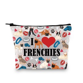 PYOUL French Bulldog Lover Gift I Love Frenchies Makeup Bag Dog Mom Cosmetic Bag French Bulldog Owner Gift (Love Frenchies Bag)