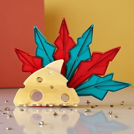 Yellow Hair Clip Headdress Fashion Hollow Shark Clip Cute Y2k Cheese Acetate Hair Claw Party, Clips and Barrettes