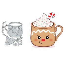 Christmas Gingerbread Tea Cup Metal Cutting Dies Merry Christmas Deer Elk Cutting Dies DIY Scrapbooking Decorative Embossing Paper Scrapbooking Card Making