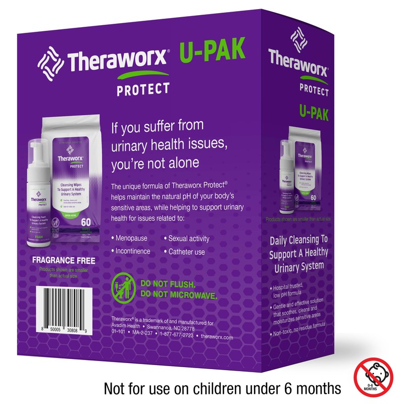Theraworx Protect U-Pak 60-Ct Wipes & Hygiene Foam 3.4 oz