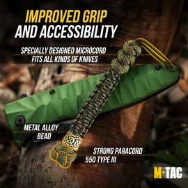 M-Tac Knife Lanyards with Beads - Paracord Lanyard - Tactical Lanyard for Knife - Scandinavian (Olive)