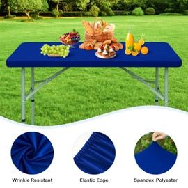 Wolkemer 2 Pack Blue Fitted Tablecloth 20x30 Inch Rectangle Elastic Edges Table Cloth, Spandex Stretch Table Cover with Machine Washable Fabric for Wedding Party Picnic Dining Indoor Outdoor