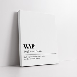 Poster Master Dictionary Art Canvas - Definition of WAP Print - Typography Art - Minimal Gift for Him & Her - Funny Decor for Dorm, Office, Bedroom or Living Room - Available in 8x10 to 30x40