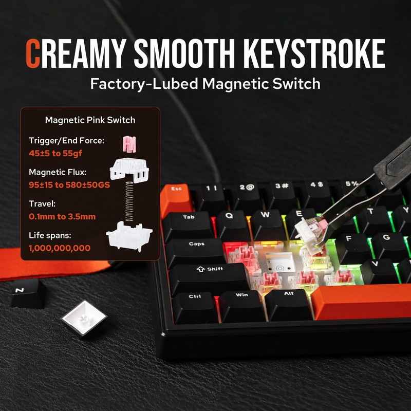 EPOMAKER HE68 Hall Effect Keyboard, 8000hz Polling, 0.01mm Adjustable Trigger,