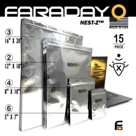Faraday Defense 15pc Kit NEST-Z Faraday Bag EMP/Solar-Flare Prepper Ultra Thick - Military Grade Design, Superior Shielding Performance, Phones - Radios - Hard Drives - Tablets - Laptops Made in USA