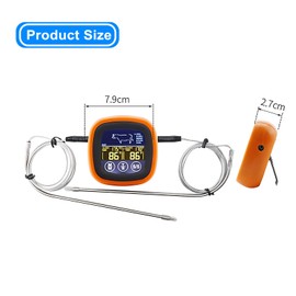 Fesatccoz Meat Thermometer Timer, Touch Screen Digital Thermometer with 2 Waterproof Probes and Timer for Barbecue Grill Oven and Kitchen Food Cooking