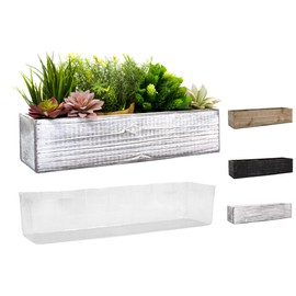 CYS EXCEL White Wooden Planter Box (17"x5" H:4") with Removable Plastic Liner | Multiple Colors Rustic Rectangle Indoor Decorative Box
