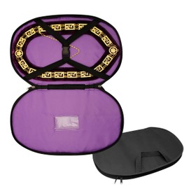 Masonic Chain Collar Case – Black Cordura Fabric with Soft Padded Lining | Freemason Carrying Bag | Durable, Lightweight with Zipper Openings & Hand Straps (Purple)
