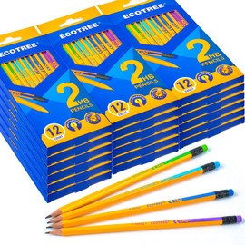 ECOTREE Pencils #2 Wood-Cased HB Pencils, Pre-sharpened number 2 pencils for Office School Supplies, Yellow Pencils Bulk, Back to School, 216 Count