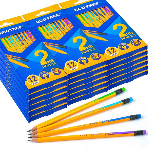 ECOTREE Pencils #2 Wood-Cased HB Pencils, Pre-sharpened number 2 pencils