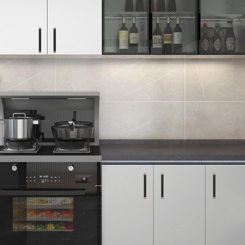 KOMOTIA 10 Pack Matte Black and Champagne Bronze Cabinet Pulls