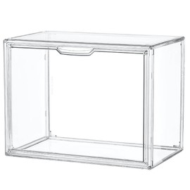 vitrina de acrílico transparente, contenedores de almacenamiento de plástico apilables con tapa de atracción magnética, escaparate para cosméticos, figuras grandes coleccionables, XL