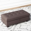 Belffin Faux Leather Storage Ottoman, Brown, Modern Rectangular Ottoman Bench