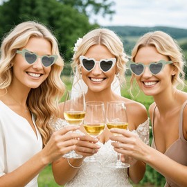 FSLLZCJY Pearl Bride Heart Sunglasses Bachelorette Party Supplies Bridesmaids Wedding Party Favor Bridal Shower Accessory (1 White, 7 Green)