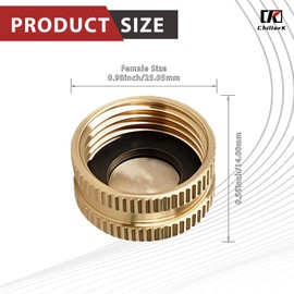Chillerk Brass Garden Hose End Plug Caps with Washers, 4 Pack 3/4” Female End Caps with 4 Washers, Brass Spigot Cap.