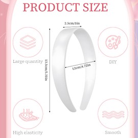100 Pcs Plastic Headbands Bulk 1 Inch Wide Craft No Teeth Plain Headbands DIY Hair Band Accessories for Girls Women (White,1 Inch Wide)