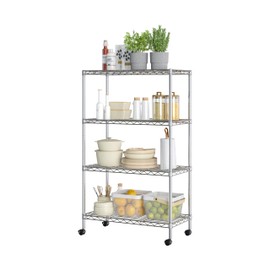 Seville Classics Solid Steel Wire Shelving Storage Unit Adjustable Shelves Organizer Rack, for Home, Kitchen, Office, Garage, Bedroom, Closet, Steel, 4-Tier, 30" W x 14" D