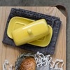 Now Designs Stoneware Rectangle Butter Dish with Lid, Lemon Yellow