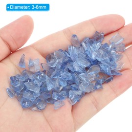 PATIKIL Decorative Glass Gravel 450g/1lb 3-6mm, Irregular Glitters Stone Beads Chips Broken Crushed Fire Glass for Craft Vase Filler Fish Tank Aquarium, Light Blue