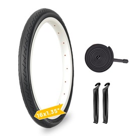 32-305 16x1.35 Bike Tire and Tube, 16x1.35 Bike Tire, 16 X 1.35 Bicycle Neumático, with 2 Levers, Bicycle Replacement Parts for Commuting to Work or School, Heavy Duty Bicycles, not Include Wheels