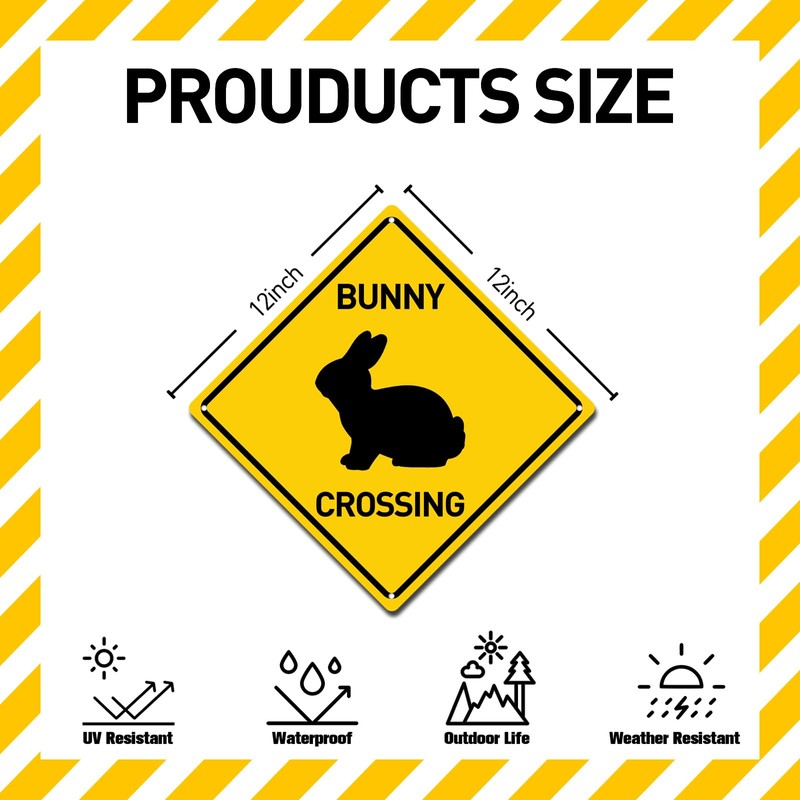 BTHUKO Bunny Silhouette Crossing 12" X 12" Funny Novelty Road