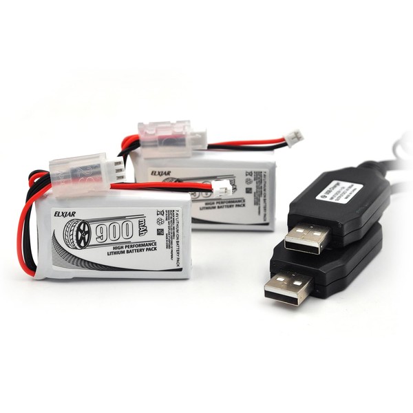 (2-Pack) 7.4V 900mAh Li-Po Rechargeable Battery with PH2.0 Connector and