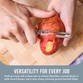 Linden Sweden Original Jonas Vegetable Peelers for Kitchen - Made In Sweden - Carrot Peeler with Ergonomic Handle for Safety and Control - Dishwasher Safe Potato Peelers - 3-Pack - Stainless Steel