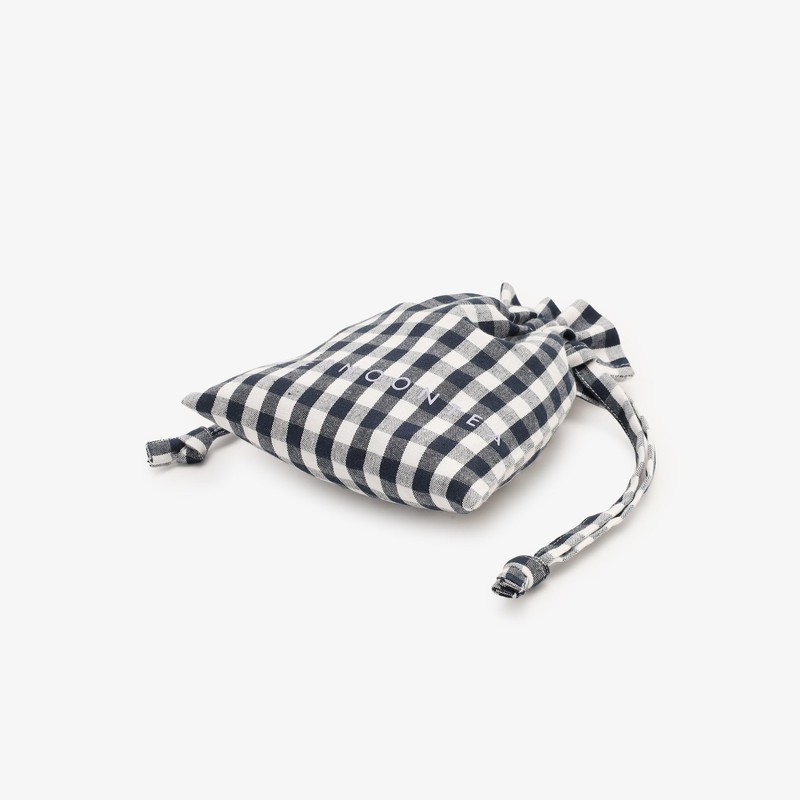 Afternoon Tea Living JA02 Gingham Drawstring Pouch, Check, Black