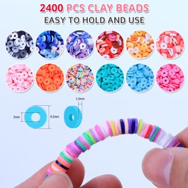 AIPRIDY 3200 Pcs Unicorn Jewellery Activity Kit, Clay Beads Bracelet Making, Flat College Style Beading for Friendship Jewellery, Crystal Time Gem Ring Gifts, DIY Crafts for Teen Girls