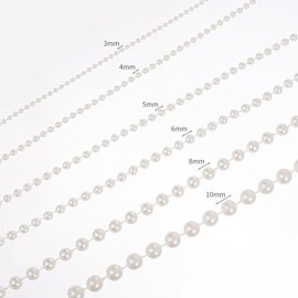 Guirnalda de abalorio de perlas de imitación de 6 mm, rollo de perlas para decorar centros de mesa florales para bodas, fiestas, árbol de Navidad (82 pies, marfil)