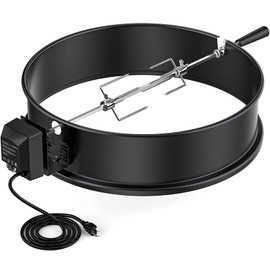 onlyfire Universal High-Temp Resistance Black Coated Steel Charcoal Kettle Rotisserie Ring Kit for Weber 2290 and Other Models