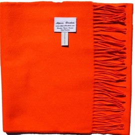 100% Baby Alpaca Scarves, Solid Color Weave Brushed Scarf (Orange)