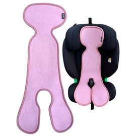 HECKBO Children's seat Cover Summer Anti-Fatigue for pram - Group 1 - car seat with 3 Point 5 Point Harness for Children mat Grey with Pink