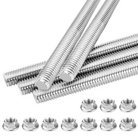 Threaded Rods M10 x 30 cm Threaded Rod Stainless Steel 5 Full Threaded Rod with 10 Flange Nuts for Machines and Furniture Making (M10 x 30 cm)