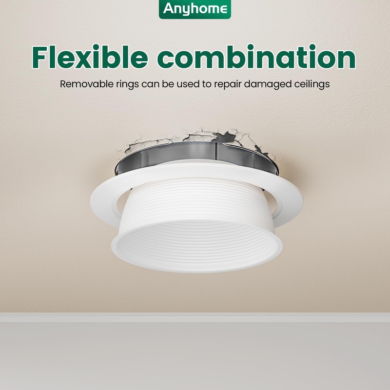 Anyhome 6 Inch Can Light Cover,12 Pack White Can Light