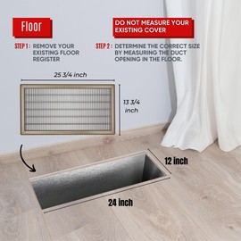 Fits 12x24 and 24x12 Duct Opening | Return Air Floor Grille by Handua | Walkable Vent Cover Grill for Floor | Brown | Heavy Duty Fixed Blades | Outer Dimensions: 13.75"W X 25.75"H
