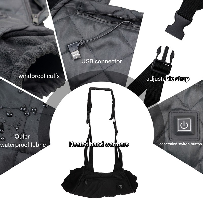 Electric Hand Warming Muff Temperature Controllable Waterproof Quilted Cotton Heated