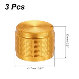 uxcell 3pcs Potentiometer Knob Knurled Shaft Gold Aluminum 6mm Shaft Dia. Rotary Knob 17mmx13mm Volume Control Knob