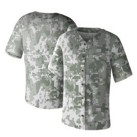 Aizqaoalk Baseball Jerseys Blank for Men Shirts Short Sleeve Hip Hop Sports Casual Button Down Uniforms White Camouflage