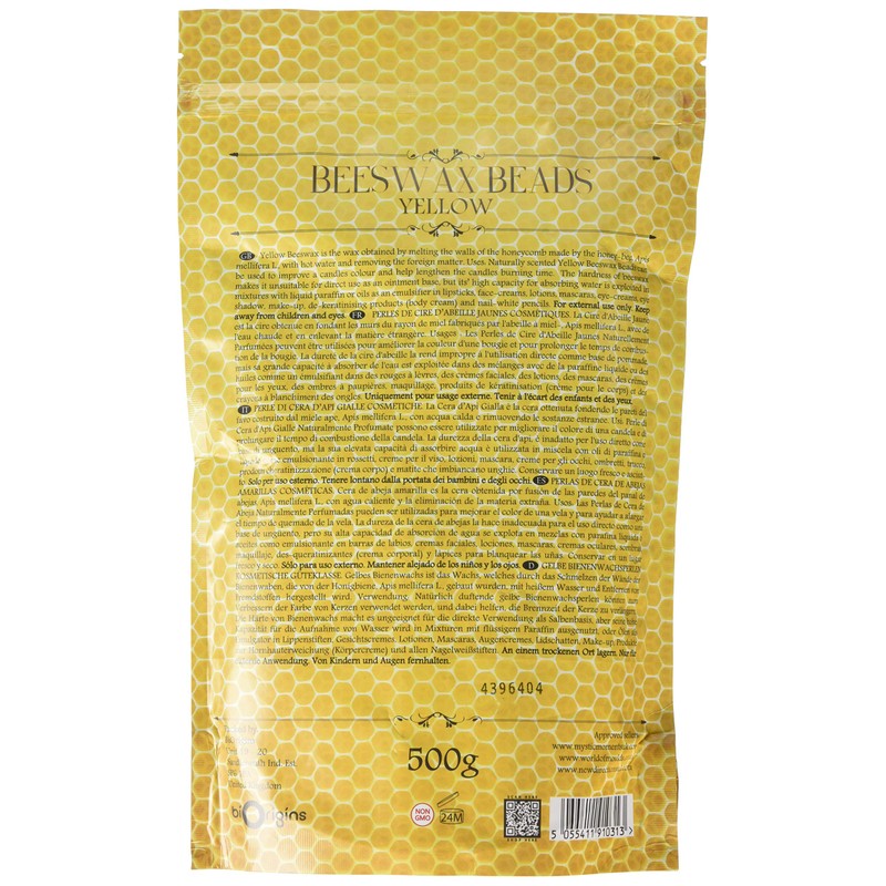 Mystic Moments Beeswax Beads Yellow Cosmetic Grade 500g | GMO