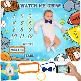 Happy Chlea® Monate Baby Blanket for Newborns, Male and Female, Original Gift for Neommom, Photo Blanket, Children, Gift Idea for Babies, Certified (Sport)