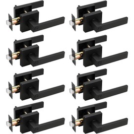 Onateel 8 Pack Modern Black Door Handles Privacy Door Levers Black Door Knobs Interior Heavy Duty Reversible Door Locks Keyless Square Interior Door Handle