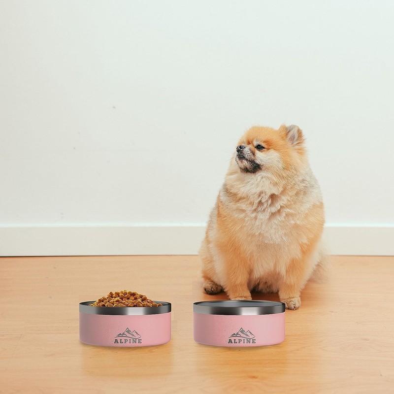 ALPINE Set of 2 Stainless Steel Dog Bowls, Non Slip,