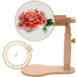Rotated Adjustable Embroidery Frame Stand, Pletpet Embroidery Hoop Stand Desk Clamp with 2Pcs Embroidery Hoop 7.9 in+6.5 in - for Arts Crafts Sewing Needlework Embroidery Supplies