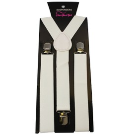 Coveryourhair Women's Solid Suspenders Stylish And Practical Solid Suspenders One Size White With Silver Clips