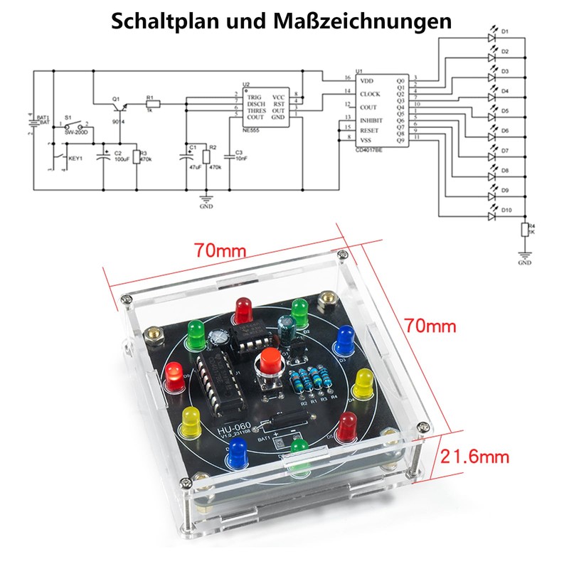 Electronic Lucky Carousel DIY Soldering Kit, Shake Raffle LED Carousel