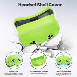 KANG YU Silicone Cover Set Compatible with Meta/Oculus Quest 3s Accessories, VR Silicone Face Cover, VR Shell Cover,Touch Controller Grip Case,Camera Lens Protector Set (Colorful B)