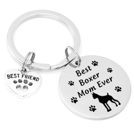Kivosliviz Boxer Mom Gifts Keychain for Women Boxers Lover Onwers Key Chains Best Boxer Mom ever Pendant Jewelry Boxer Dog Keychain