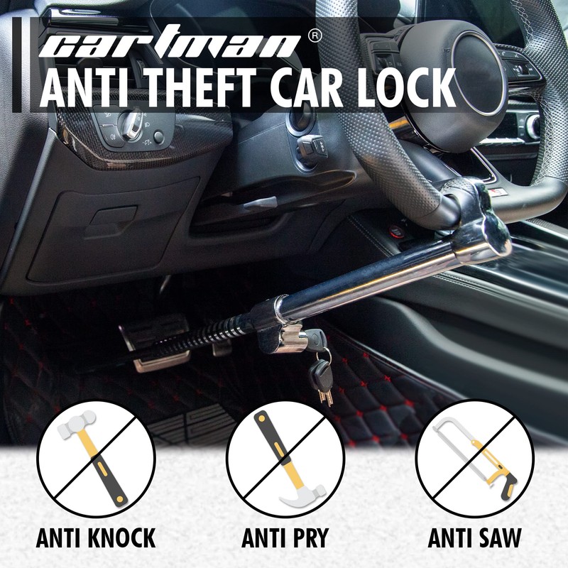 CARTMAN Steering Wheel Lock Bar Heavy Duty Anti Theft Security