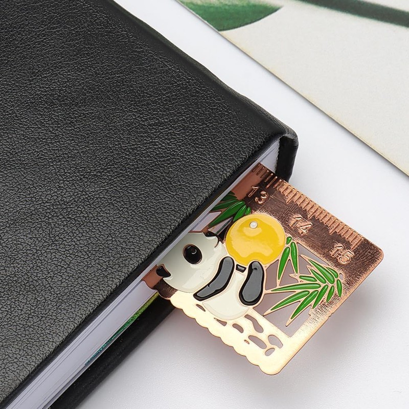 Rose Gold Metal Ruler Hollow Brass Rulers Panda Metal Bookmarks